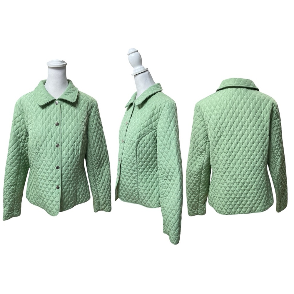 Briggs New York Light Green Lightweight Quilted Long Sleeve Jacket Size 12P